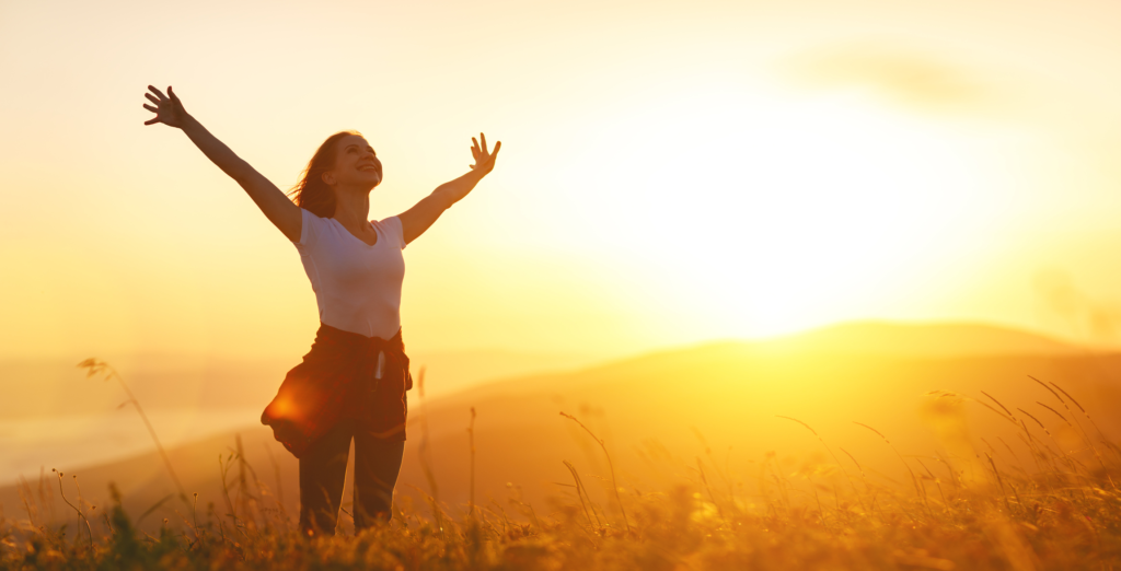 Healthy lifestyle habits for a happier life with nutritious food, exercise, water, and relaxation